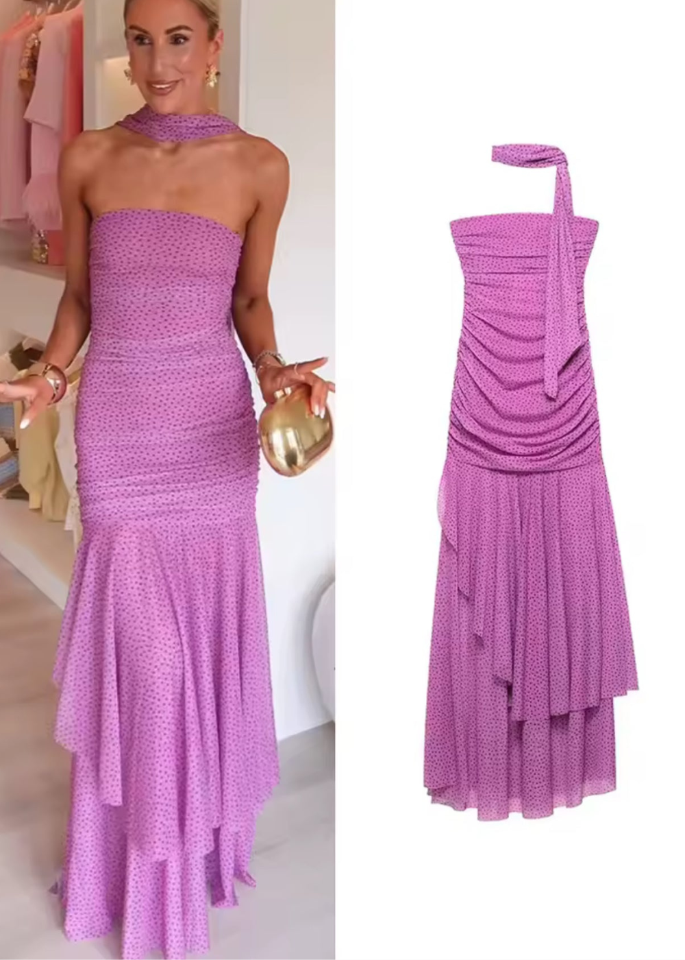 Carmen | Vestido Mujer Elegante de Lunares para Fiesta y Ocasiones Especiales