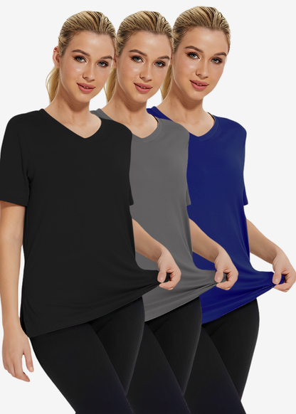 Rosa | Paquete de 3 camisetas básicas de mujer con ajuste relajado