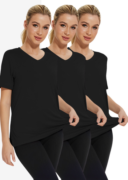 Rosa | Paquete de 3 camisetas básicas de mujer con ajuste relajado