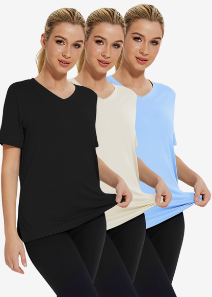 Rosa | Paquete de 3 camisetas básicas de mujer con ajuste relajado