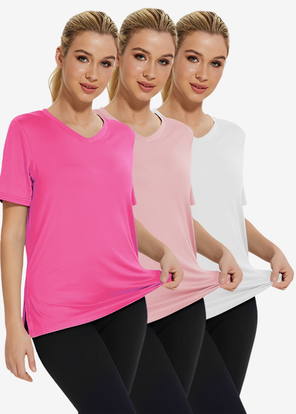 Rosa | Paquete de 3 camisetas básicas de mujer con ajuste relajado