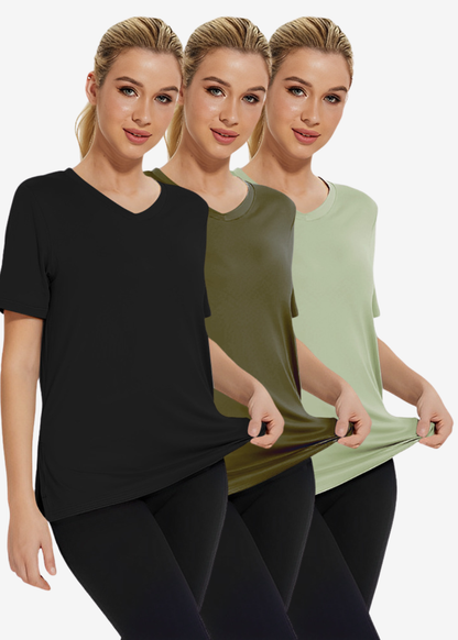 Rosa | Paquete de 3 camisetas básicas de mujer con ajuste relajado