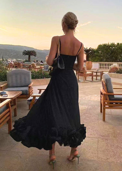 Virginia | Elegante Maxi Vestido con Detalles de Volteo para Eventos Especiales