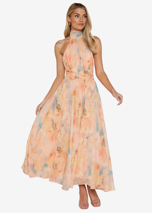 Rosa | Vestido Midi Floral Elegante para Invitadas y Fiestas