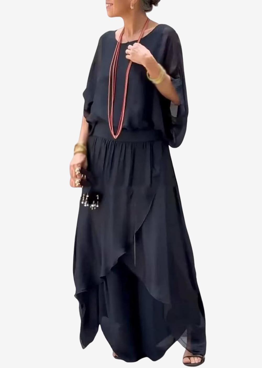 Mariana | Conjunto de Mujer de Gasa de Dos Piezas Casual y Elegante