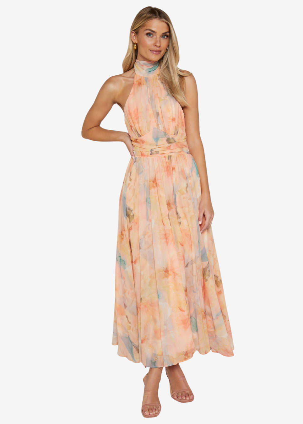 Rosa | Vestido Midi Floral Elegante para Invitadas y Fiestas