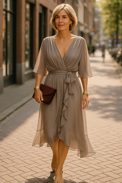 Rosa | Elegante Vestido Midi Invitada para Mujer en Ocasiones Especiales