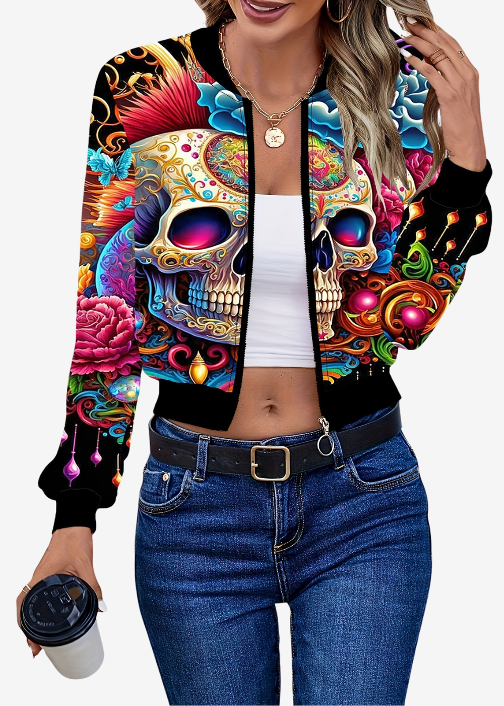 Lucía | Chaqueta Mujer Vintage con Diseño de Calaveras Casual 1