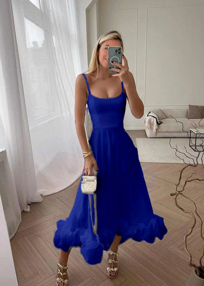 Virginia | Elegante Maxi Vestido con Detalles de Volteo para Eventos Especiales