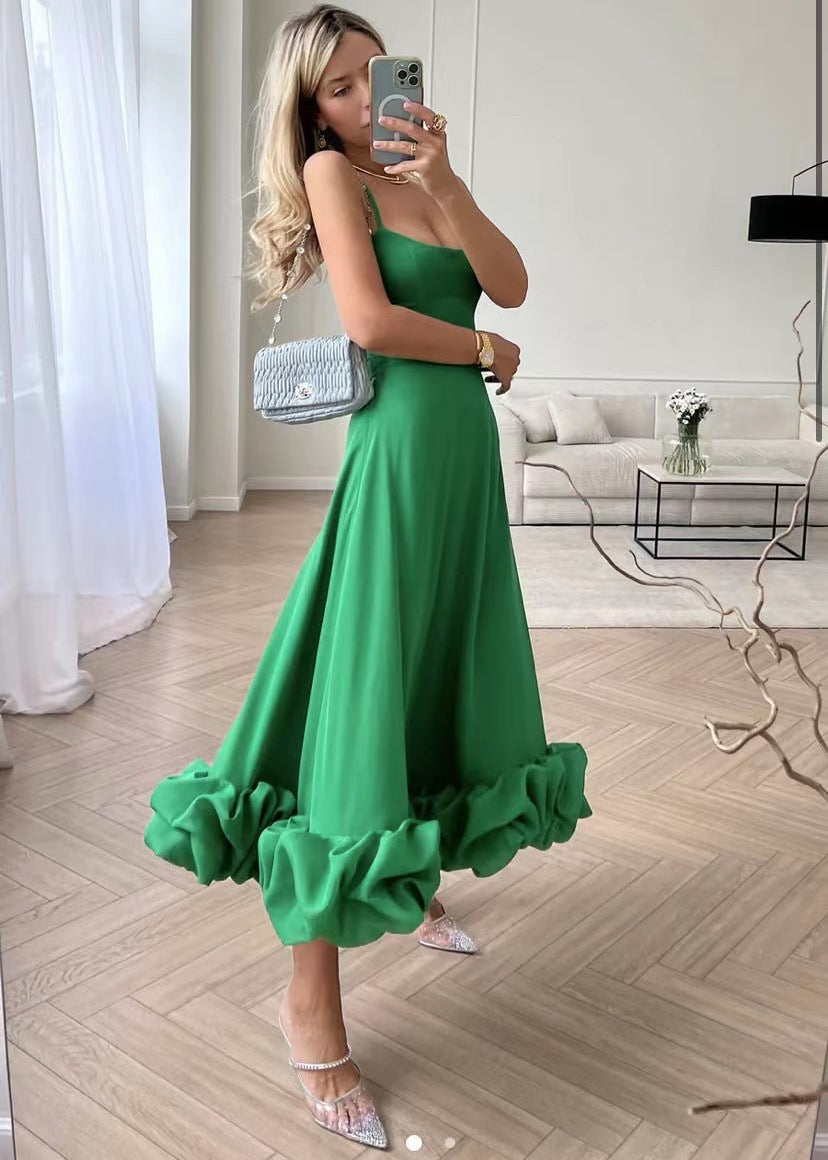 Virginia | Elegante Maxi Vestido con Detalles de Volteo para Eventos Especiales