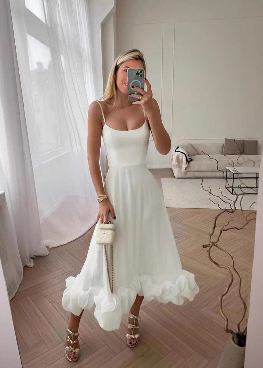 Virginia | Elegante Maxi Vestido con Detalles de Volteo para Eventos Especiales