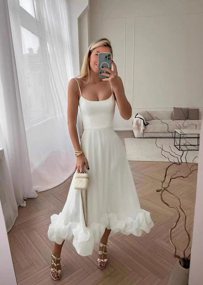 Virginia | Elegante Maxi Vestido con Detalles de Volteo para Eventos Especiales