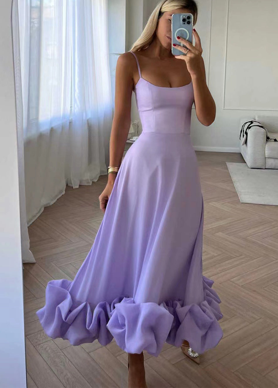 Sofía | Elegante Maxi Vestido con Detalles de Volteo para Eventos Especiales 1
