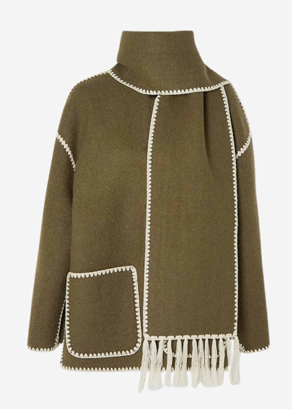 Usua | Elegante Abrigo Mujer con Bufanda de Flecos para Otoño